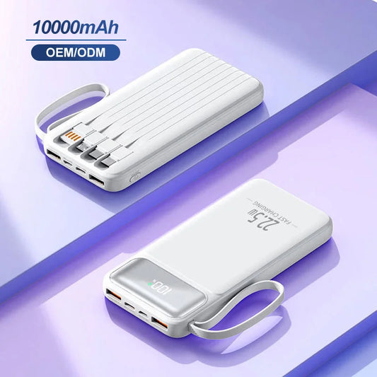 10000mAh Power Bank with 4-in-1 Built-in Cable, 22.5W Fast Charging, LED Digital Display - Image 2