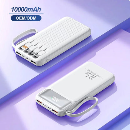 10000mAh Power Bank with 4-in-1 Built-in Cable, 22.5W Fast Charging, LED Digital Display - Image 2