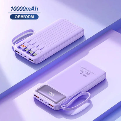 10000mAh Power Bank with 4-in-1 Built-in Cable, 22.5W Fast Charging, LED Digital Display - Image 5