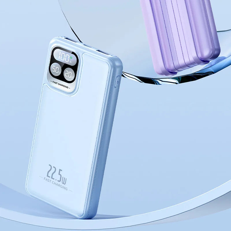 10000mAh Power Bank with 4-in-1 Built-in Cable, 22.5W Fast Charging, LED Digital Display - Image 6