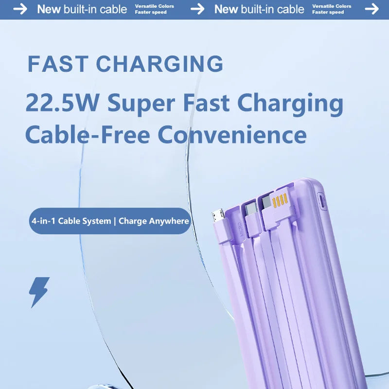 10000mAh Power Bank with 4-in-1 Built-in Cable, 22.5W Fast Charging, LED Digital Display - Image 8