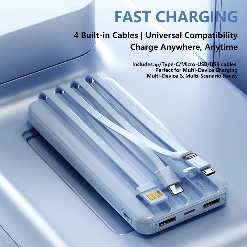 10000mAh Power Bank with 4-in-1 Built-in Cable, 22.5W Fast Charging, LED Digital Display - Image 10