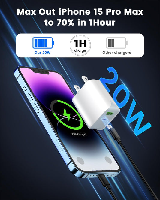 2 Packs iphone Charger Type A+C