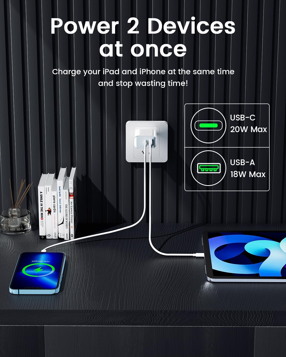 2 Packs iphone Charger Type A+C