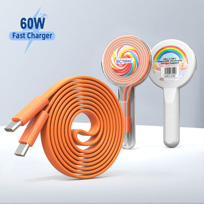 Byforu Flat TPE USB-C to USB-C Cable 60W PD Fast Charging 1m - Byforu Official Store